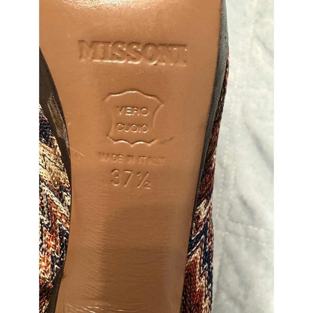 Missoni Women's Heels Size 37.5‎ Multicolor Zigzag Peep Toe Platform Pumps